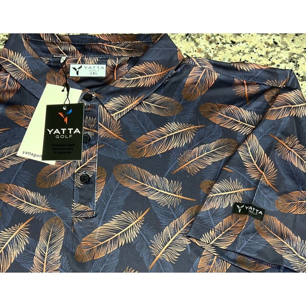 New $50 Yatta Golf Mens Polo Shirt‎ Birdies Of A Feather Blue Size 2XL